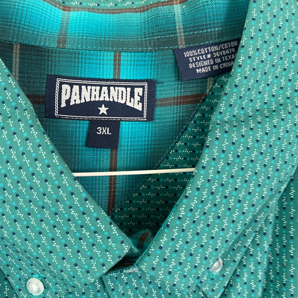 Panhandle Slim Teal and White Casual Button Down Shirt